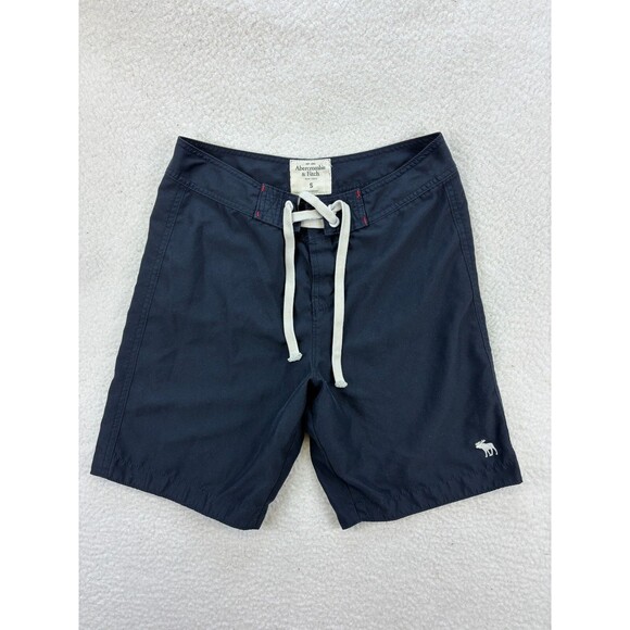 Abercrombie‎ & Fitch Men’s Swim Trunks Small Navy Blue Board Shorts Drawstring - Picture 1 of 9